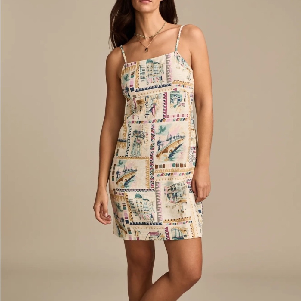 Lucky Brand Printed Linen Slip Mini Dress